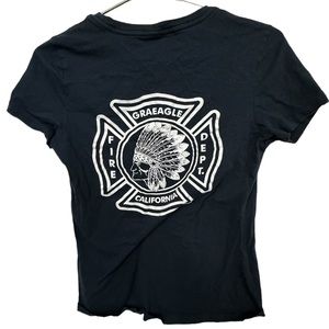 Graeagle CA Fire & Rescue Women’s Navy Blue S T-Shirt Indian Chief Logo MINTY